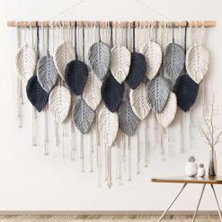 Weldomcor Macrame Wall Hanging Leaf Woven Tapestry Bohemian Chic Wall 
Hanging Feather Large Handmade Wall Art Decor for Bedroom Living Room 
Apartment Ornament, 39 inch