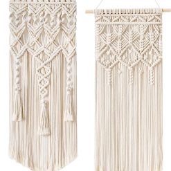2 Pcs Macrame Woven Wall Hanging Boho Chic Geometric Art Decor - 
Beautiful Bedroom Nursery Apartment Home Decoration, Gift for Girls Adults 
Birthday Christmas, 28" L x 13" W